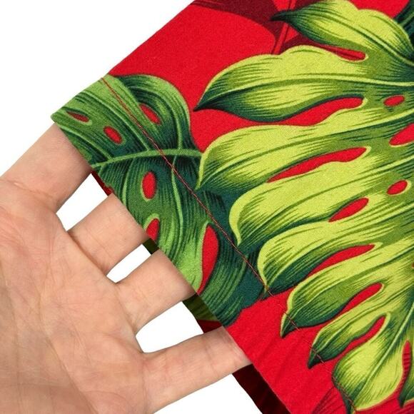 Go Barefoot Hawaiian Shirt Made In USA Red Monstera Print Single Stitch Size 3XL - Picture 4 of 16